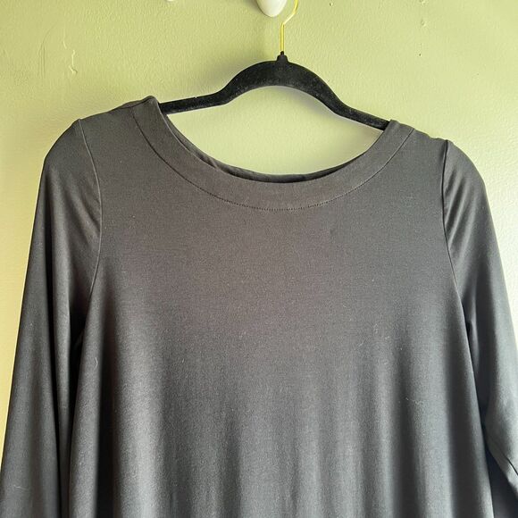 J. Jill Wearever Collection Black Jersey Knit Dress Midi Modest Stretch - Small - Picture 2 of 7